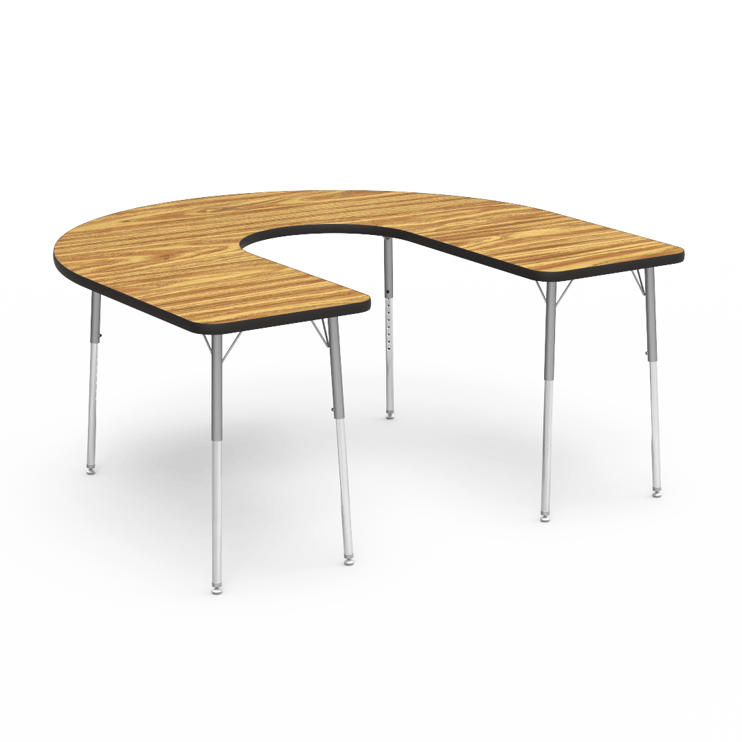 Virco 48HORSE60DC - Virco 4000 Series Deep Cut Horseshoe Activity Table with Heavy Duty Laminate Top (60"W x 66"L x 22-30"H) - SchoolOutlet