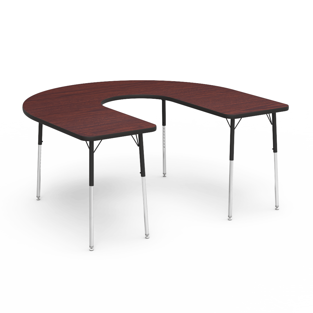 Virco 48HORSE60DC - Virco 4000 Series Deep Cut Horseshoe Activity Table with Heavy Duty Laminate Top (60"W x 66"L x 22-30"H) - SchoolOutlet