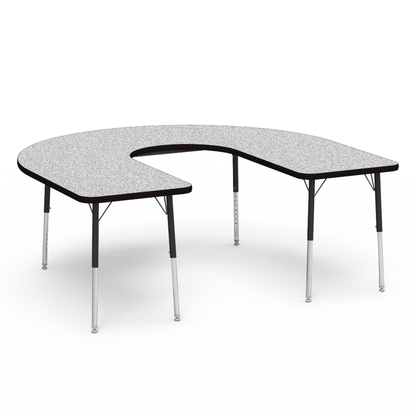 Deep Cut Horseshoe Activity Table with Heavy Duty Laminate Top - Preschool Height Adjustable Legs (60"W x 66"L x 17-25"H) - SchoolOutlet