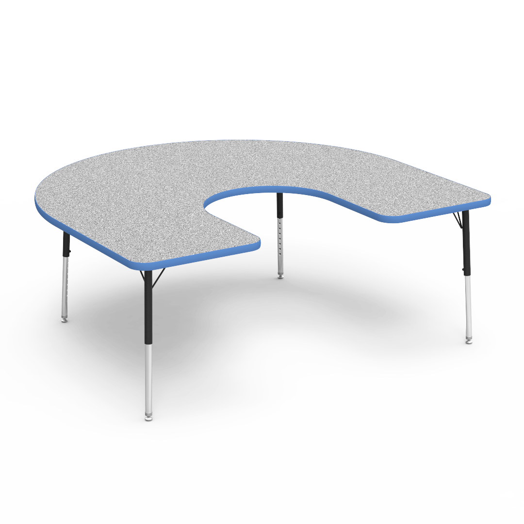 Virco 48HORSE60LO - 4000 Series Horseshoe Activity Table with Heavy Duty Laminate Top - Preschool Height Adjustable Legs (60"W x 66"L x 17"-25"H) - SchoolOutlet