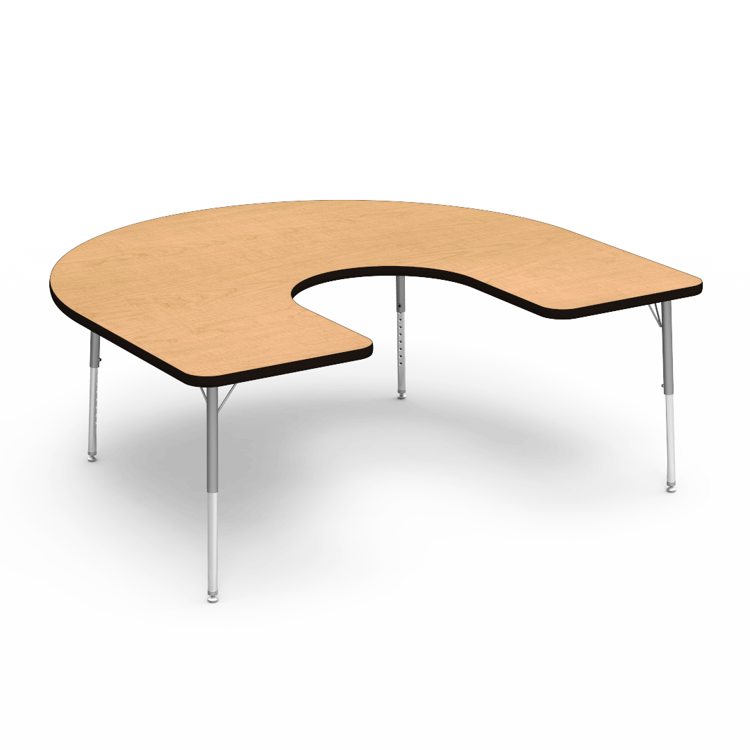 Virco 48HORSE60LO - 4000 Series Horseshoe Activity Table with Heavy Duty Laminate Top - Preschool Height Adjustable Legs (60"W x 66"L x 17"-25"H) - SchoolOutlet