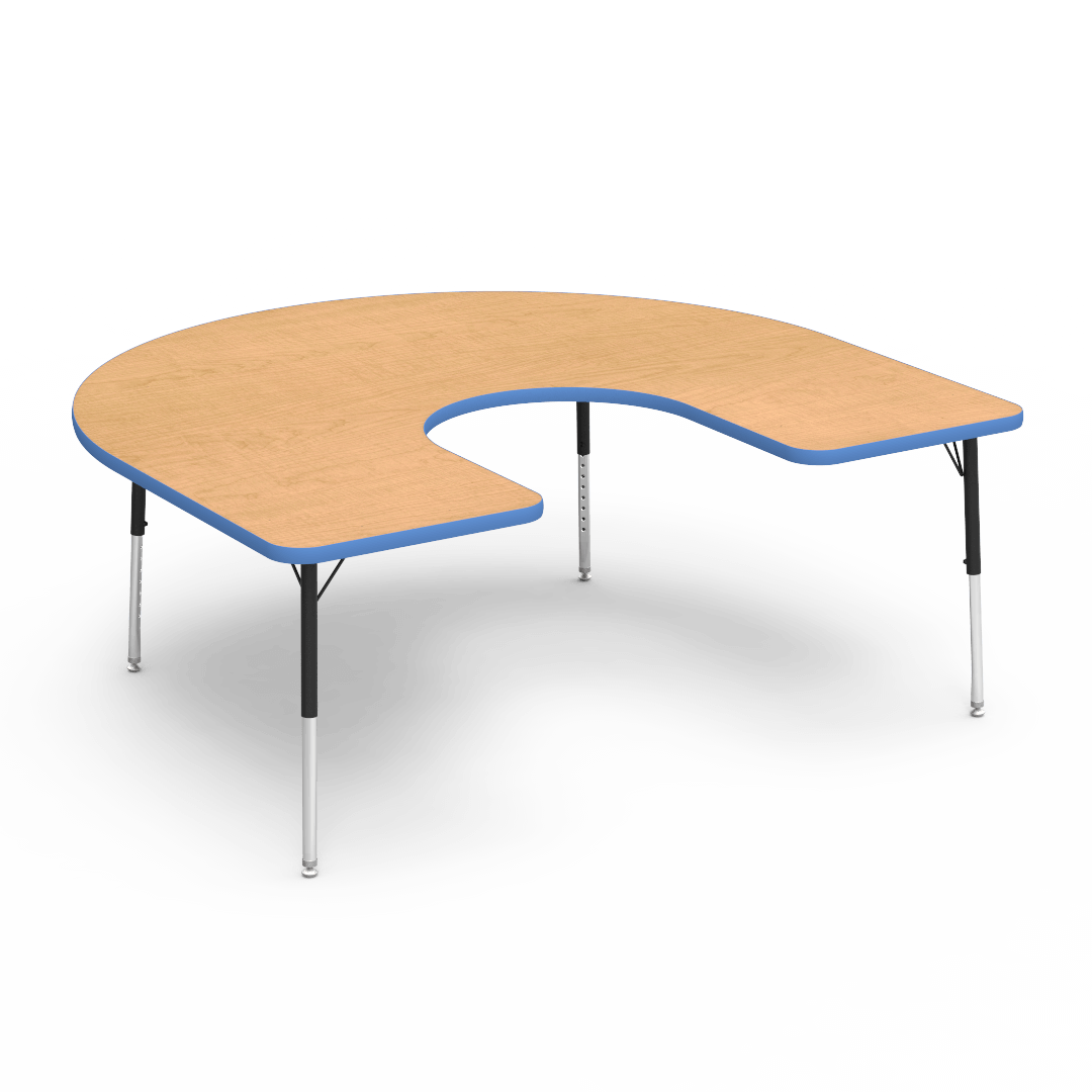 Virco 48HORSE60LO - 4000 Series Horseshoe Activity Table with Heavy Duty Laminate Top - Preschool Height Adjustable Legs (60"W x 66"L x 17"-25"H) - SchoolOutlet