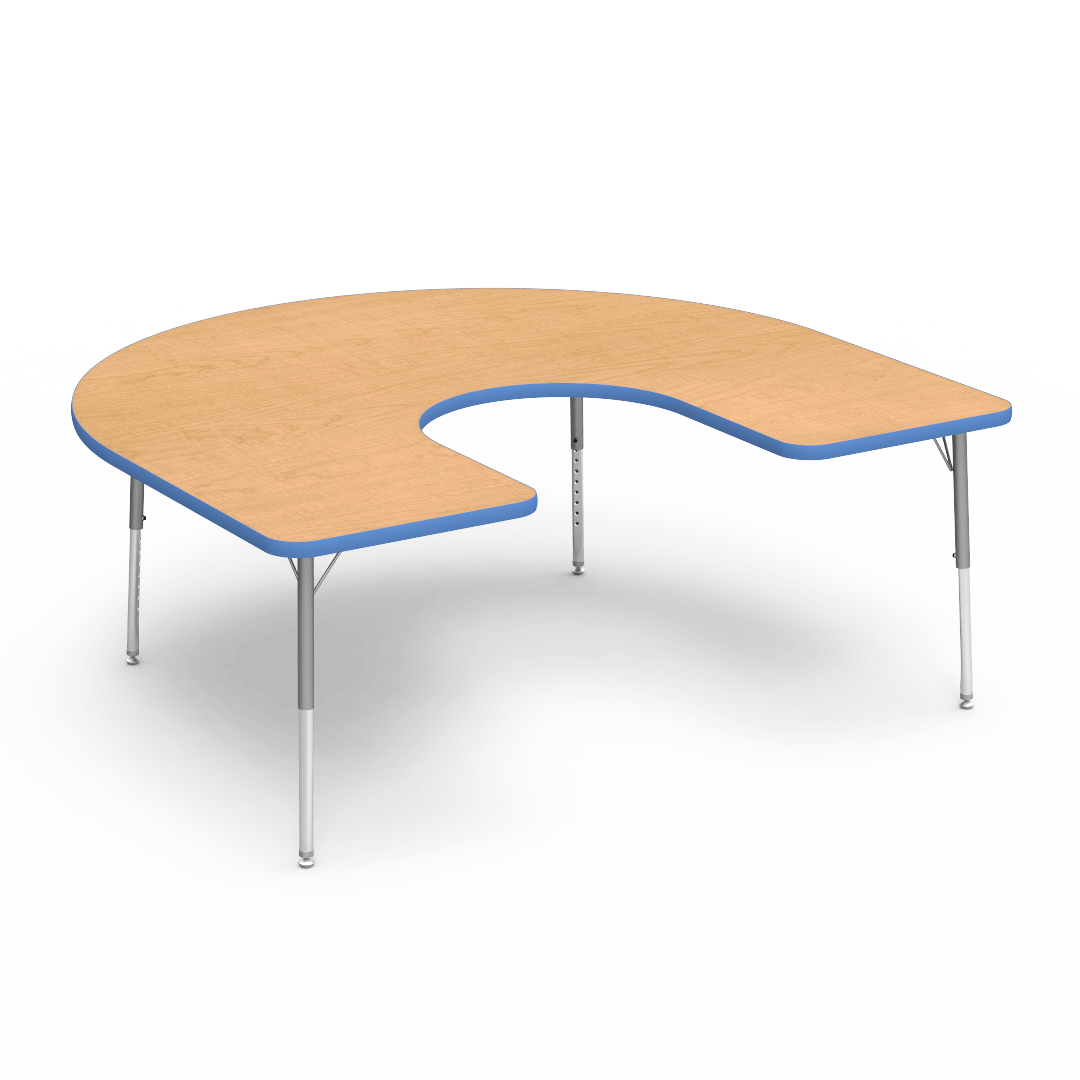 Virco 48HORSE60LO - 4000 Series Horseshoe Activity Table with Heavy Duty Laminate Top - Preschool Height Adjustable Legs (60"W x 66"L x 17"-25"H) - SchoolOutlet