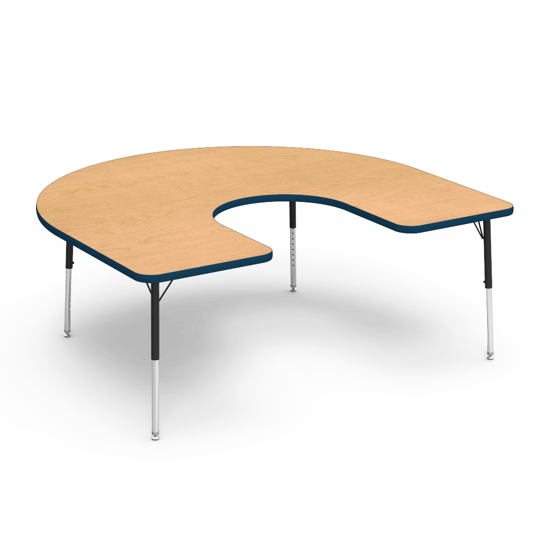 Virco 48HORSE60LO - 4000 Series Horseshoe Activity Table with Heavy Duty Laminate Top - Preschool Height Adjustable Legs (60"W x 66"L x 17"-25"H) - SchoolOutlet