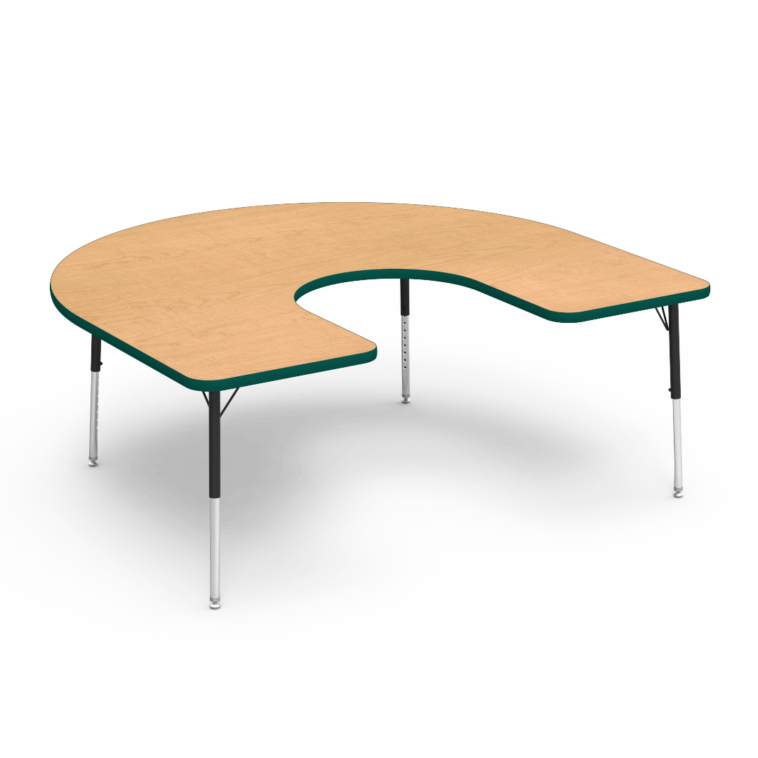 Virco 48HORSE60LO - 4000 Series Horseshoe Activity Table with Heavy Duty Laminate Top - Preschool Height Adjustable Legs (60"W x 66"L x 17"-25"H) - SchoolOutlet