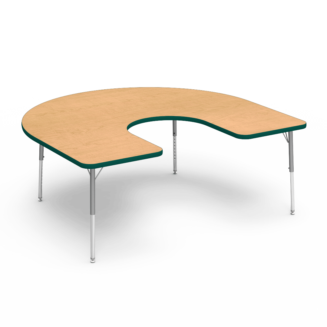 Virco 48HORSE60LO - 4000 Series Horseshoe Activity Table with Heavy Duty Laminate Top - Preschool Height Adjustable Legs (60"W x 66"L x 17"-25"H) - SchoolOutlet