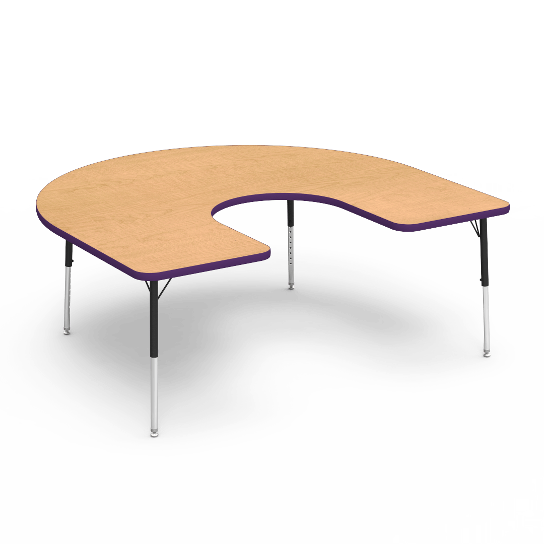 Virco 48HORSE60LO - 4000 Series Horseshoe Activity Table with Heavy Duty Laminate Top - Preschool Height Adjustable Legs (60"W x 66"L x 17"-25"H) - SchoolOutlet