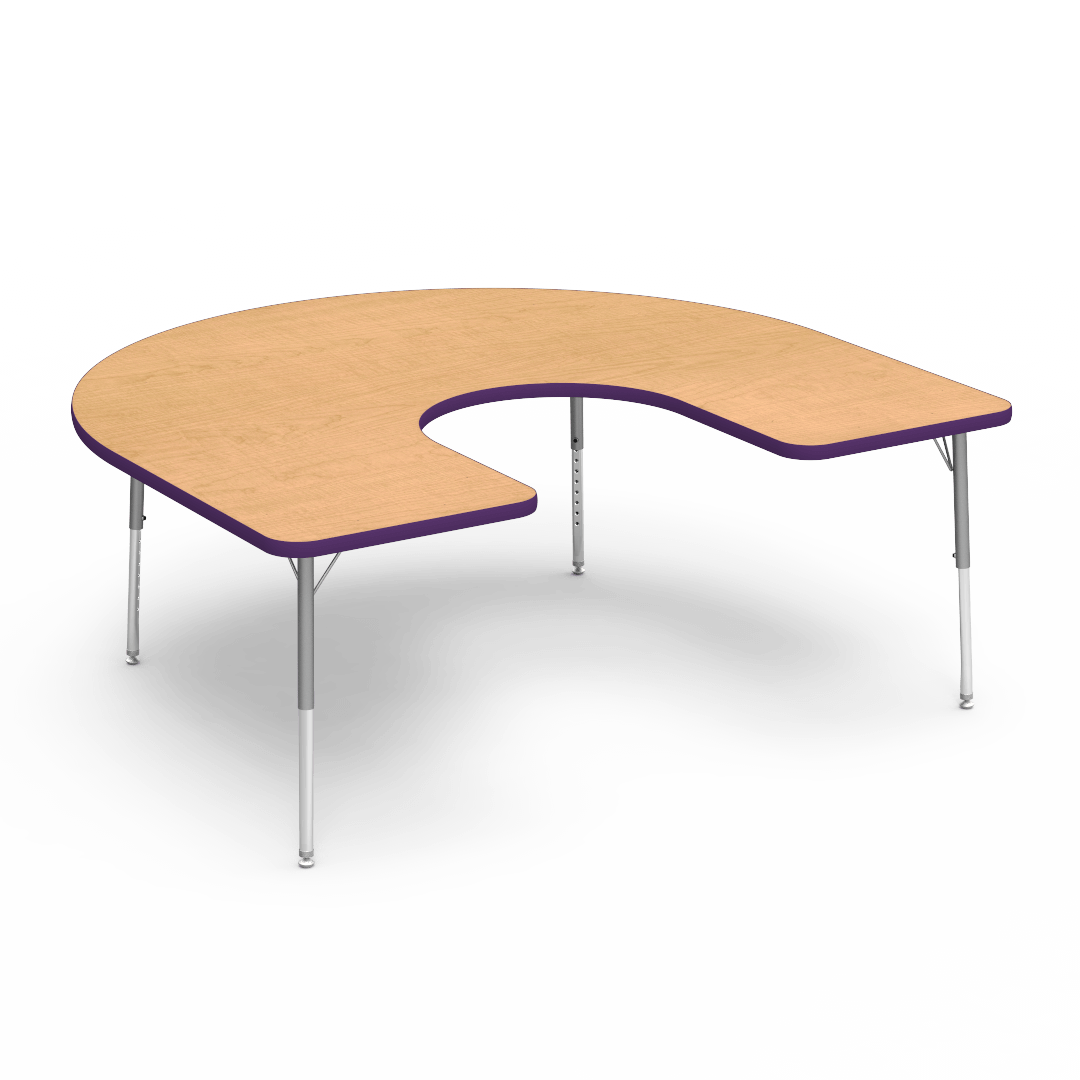 Virco 48HORSE60LO - 4000 Series Horseshoe Activity Table with Heavy Duty Laminate Top - Preschool Height Adjustable Legs (60"W x 66"L x 17"-25"H) - SchoolOutlet