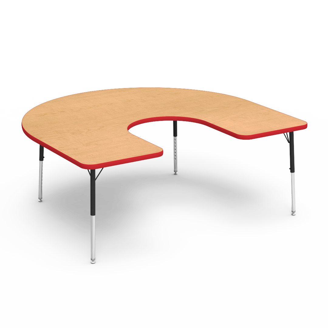 Virco 48HORSE60LO - 4000 Series Horseshoe Activity Table with Heavy Duty Laminate Top - Preschool Height Adjustable Legs (60"W x 66"L x 17"-25"H) - SchoolOutlet