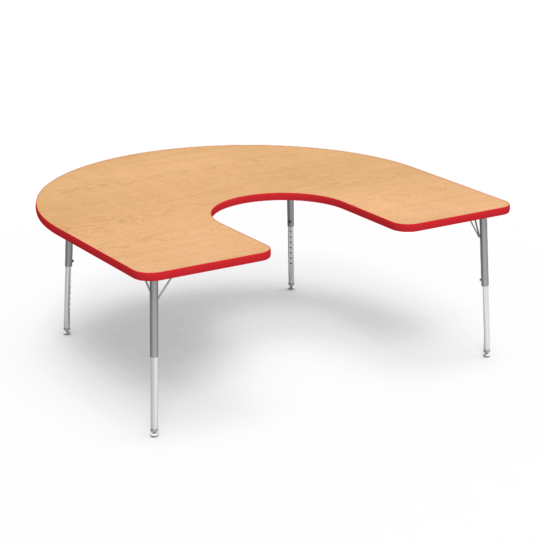 Virco 48HORSE60LO - 4000 Series Horseshoe Activity Table with Heavy Duty Laminate Top - Preschool Height Adjustable Legs (60"W x 66"L x 17"-25"H) - SchoolOutlet