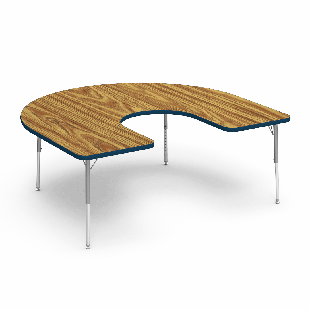 Virco 48HORSE60LO - 4000 Series Horseshoe Activity Table with Heavy Duty Laminate Top - Preschool Height Adjustable Legs (60"W x 66"L x 17"-25"H) - SchoolOutlet