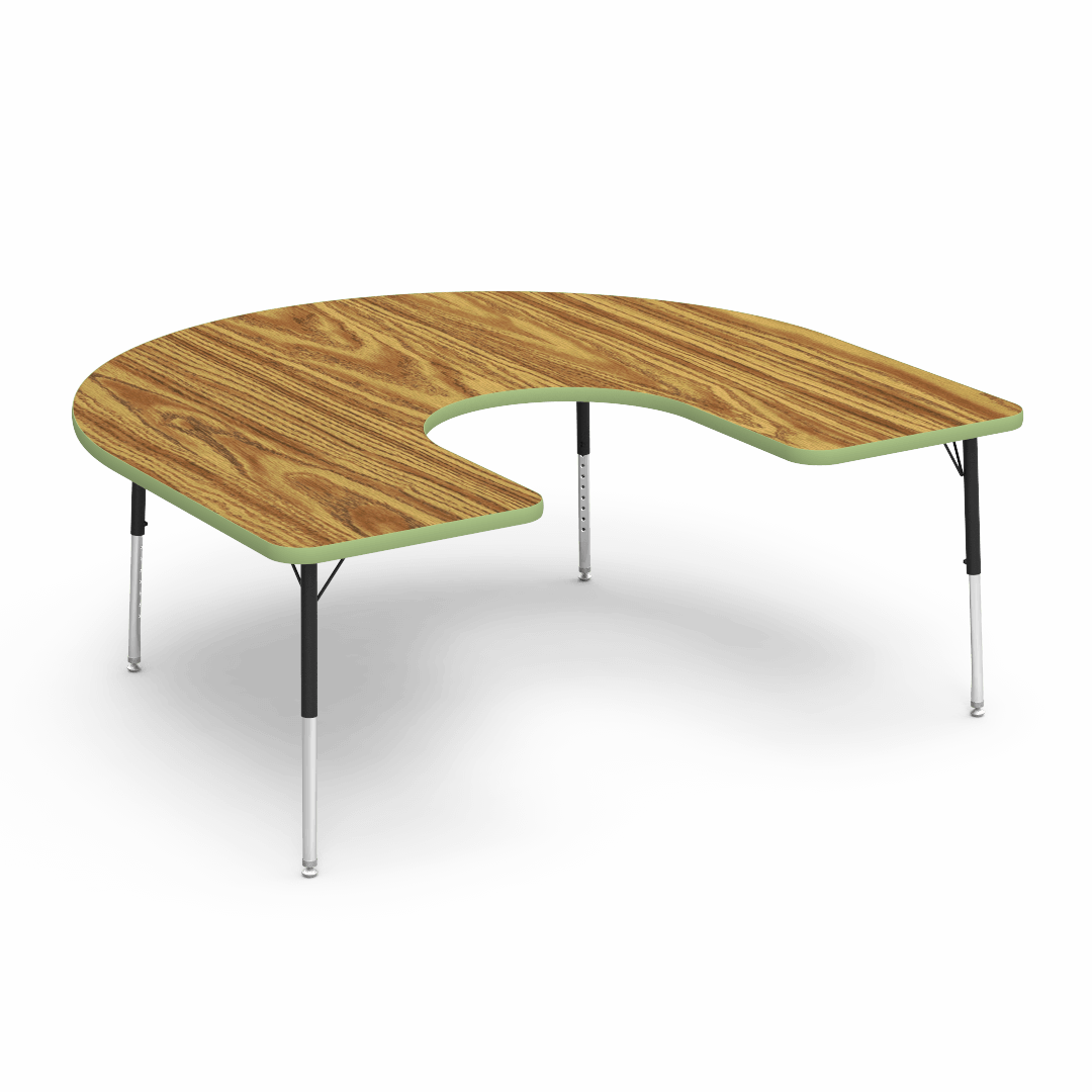 Virco 48HORSE60LO - 4000 Series Horseshoe Activity Table with Heavy Duty Laminate Top - Preschool Height Adjustable Legs (60"W x 66"L x 17"-25"H) - SchoolOutlet