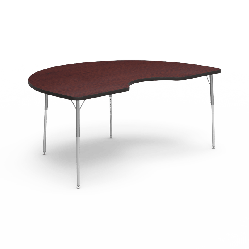 Virco 48KID72 - Virco 4000 Series Kidney Activity Table with Heavy Duty Laminate Top (48"W x 72"L x 22-30"H) - SchoolOutlet