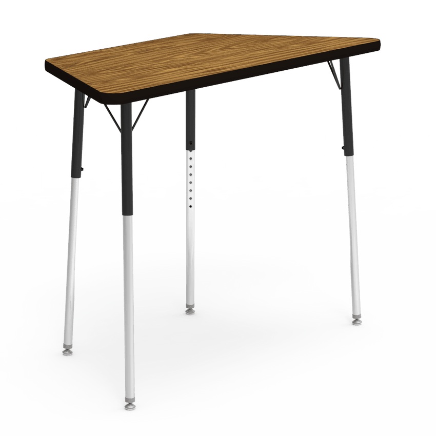 Virco 48TRAP48 - Virco 4000 Series Trapezoid Activity Table with Heavy Duty Laminate Top (24"W x 48"L x 22"-30"H) - SchoolOutlet