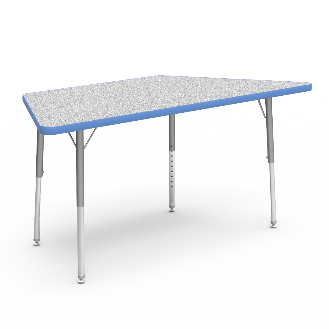 Virco 48TRAP60LO - Virco 4000 Series Trapezoid Activity Table with Heavy Duty Laminate Top - Preschool Height Adjustable Legs (30"W x 60"L x 17"-25"H) - SchoolOutlet