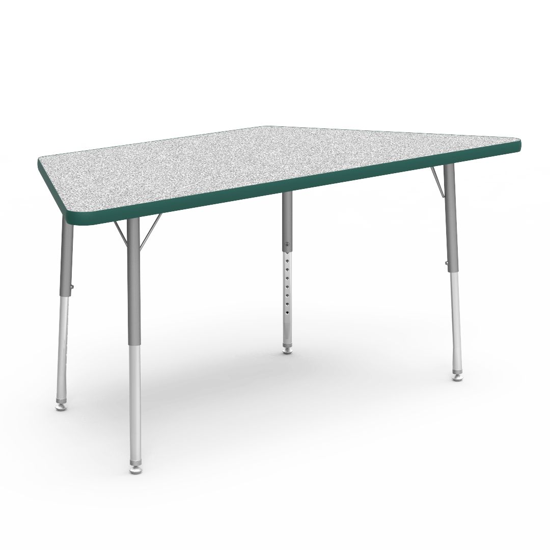 Virco 48TRAP60LO - Virco 4000 Series Trapezoid Activity Table with Heavy Duty Laminate Top - Preschool Height Adjustable Legs (30"W x 60"L x 17"-25"H) - SchoolOutlet