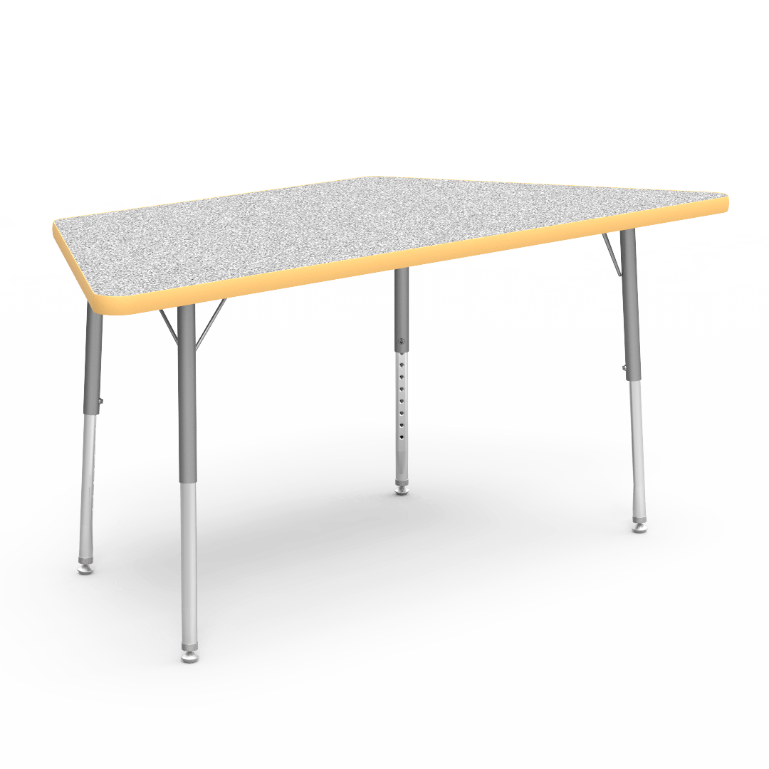 Virco 48TRAP60LO - Virco 4000 Series Trapezoid Activity Table with Heavy Duty Laminate Top - Preschool Height Adjustable Legs (30"W x 60"L x 17"-25"H) - SchoolOutlet