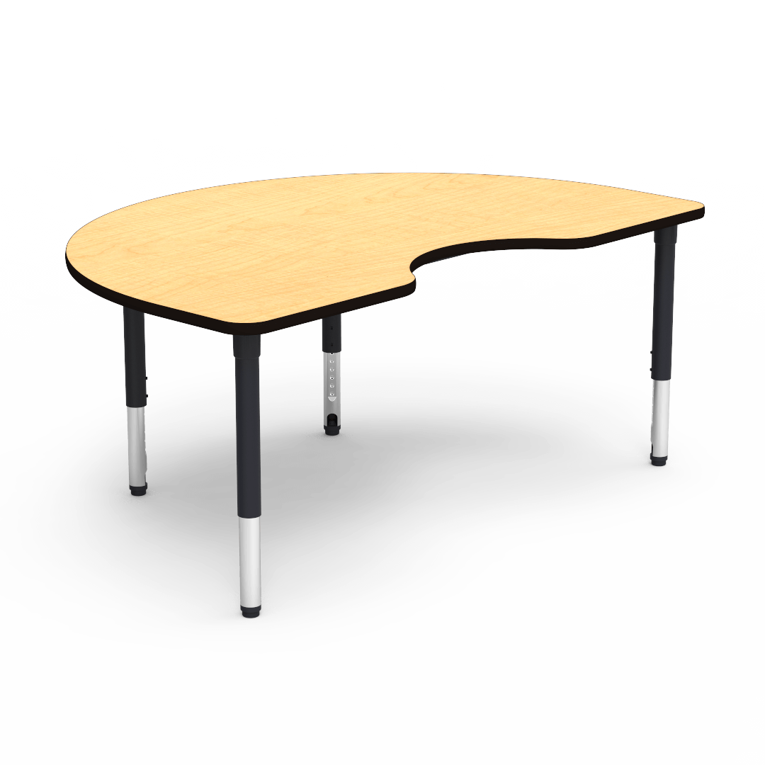 Virco 50KID72ADJ - 5000 Series Activity Table, 48"W x 72"L Kidney Top and Adjustable Height Legs (24" - 32"H) - SchoolOutlet