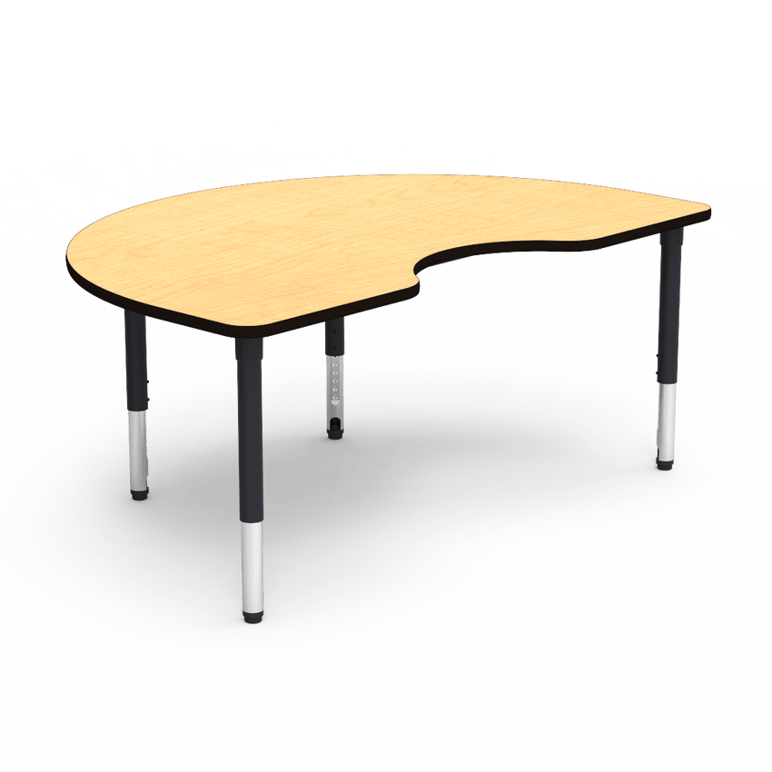 Virco 50KID72ADJ - 5000 Series Activity Table, 48"W x 72"L Kidney Top and Adjustable Height Legs (24" - 32"H) - SchoolOutlet