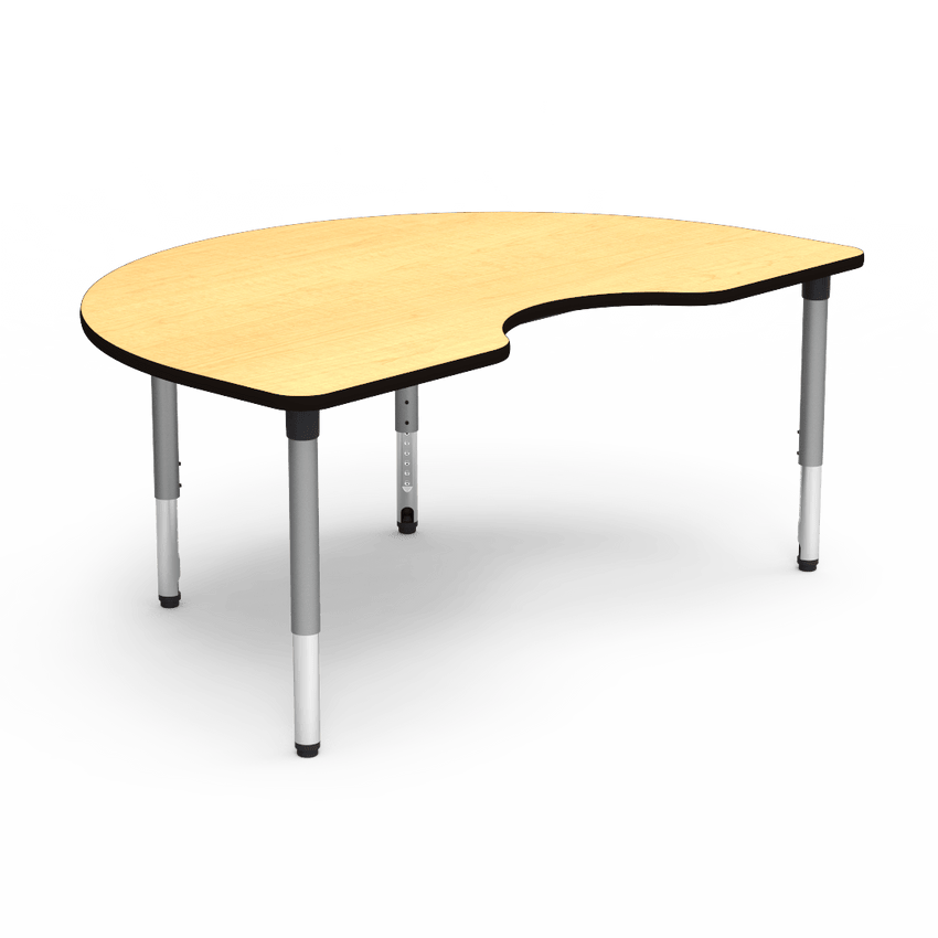 Virco 50KID72ADJ - 5000 Series Activity Table, 48"W x 72"L Kidney Top and Adjustable Height Legs (24" - 32"H) - SchoolOutlet