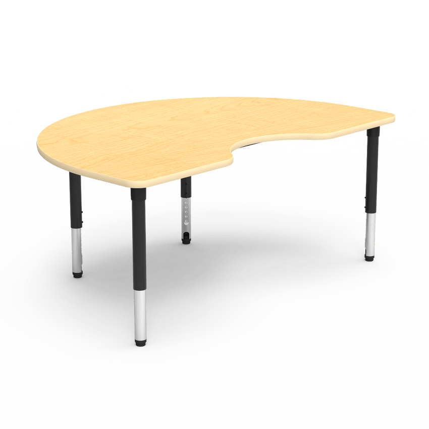Virco 50KID72ADJ - 5000 Series Activity Table, 48"W x 72"L Kidney Top and Adjustable Height Legs (24" - 32"H) - SchoolOutlet