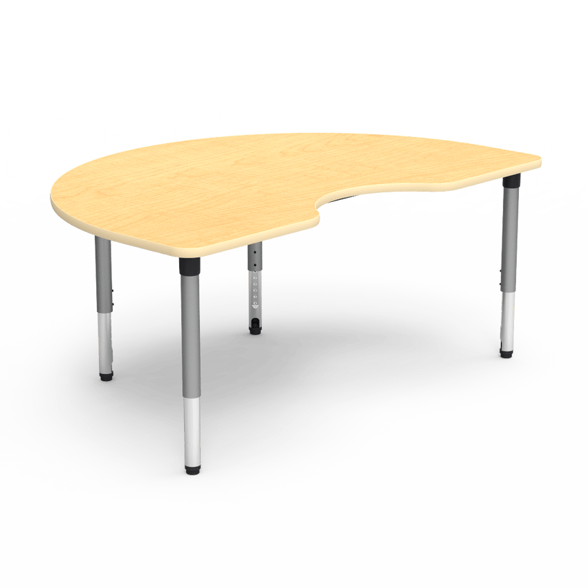 Virco 50KID72ADJ - 5000 Series Activity Table, 48"W x 72"L Kidney Top and Adjustable Height Legs (24" - 32"H) - SchoolOutlet