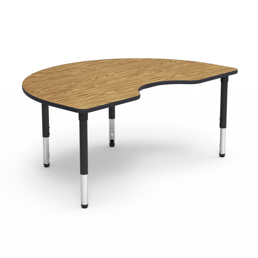 Virco 50KID72ADJ - 5000 Series Activity Table, 48"W x 72"L Kidney Top and Adjustable Height Legs (24" - 32"H) - SchoolOutlet