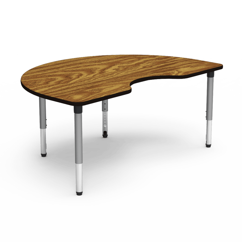 Virco 50KID72ADJ - 5000 Series Activity Table, 48"W x 72"L Kidney Top and Adjustable Height Legs (24" - 32"H) - SchoolOutlet