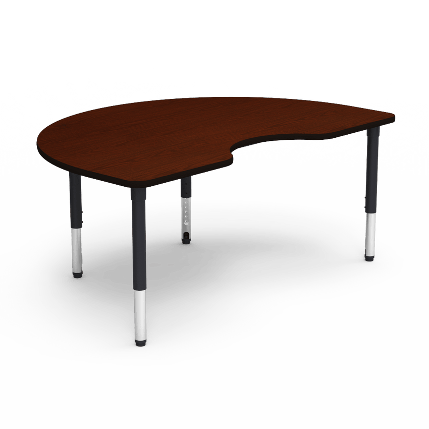Virco 50KID72ADJ - 5000 Series Activity Table, 48"W x 72"L Kidney Top and Adjustable Height Legs (24" - 32"H) - SchoolOutlet