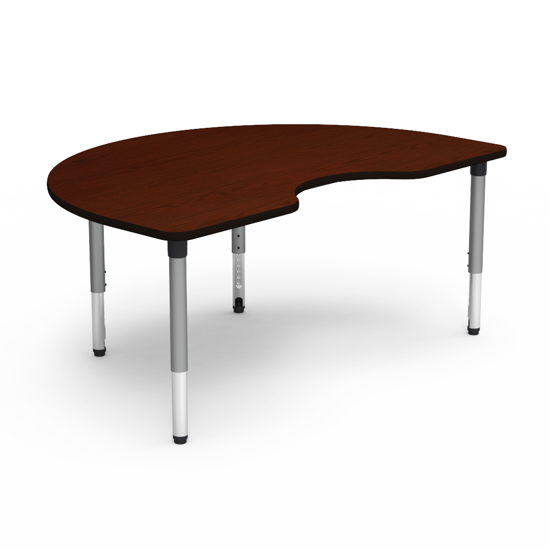 Virco 50KID72ADJ - 5000 Series Activity Table, 48"W x 72"L Kidney Top and Adjustable Height Legs (24" - 32"H) - SchoolOutlet