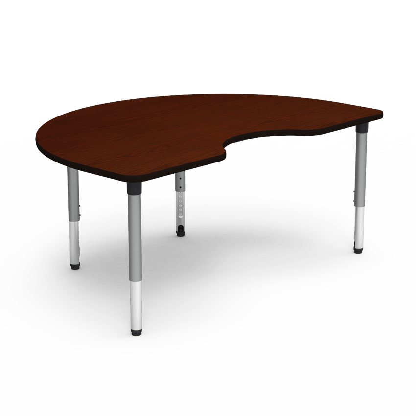 Virco 50KID72ADJ - 5000 Series Activity Table, 48"W x 72"L Kidney Top and Adjustable Height Legs (24" - 32"H) - SchoolOutlet