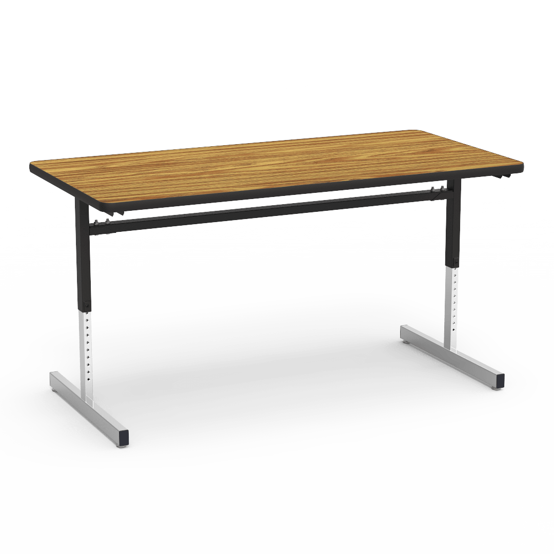 Virco 873060 - Computer Table - Rectangular 30" x 60", 1 1/8" Thick Laminate Top, Height Adjusts 22" - 30" - SchoolOutlet