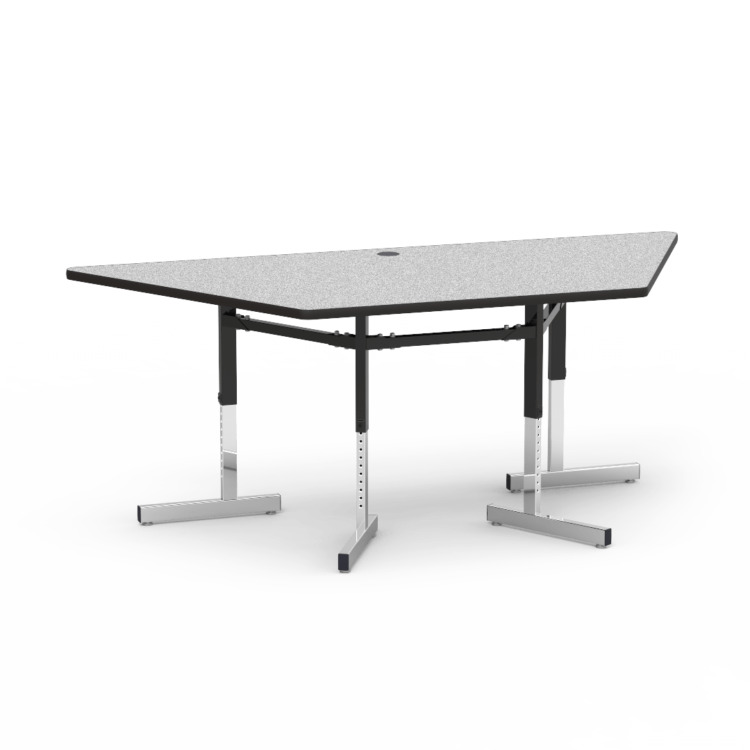 Virco 87TRAP84 - Table, 8700 series, computer table, cantilever legs, 42" x 84" trapezoid, 1-1/8" high pressure laminate particlebo ard top with backing sheet. - SchoolOutlet