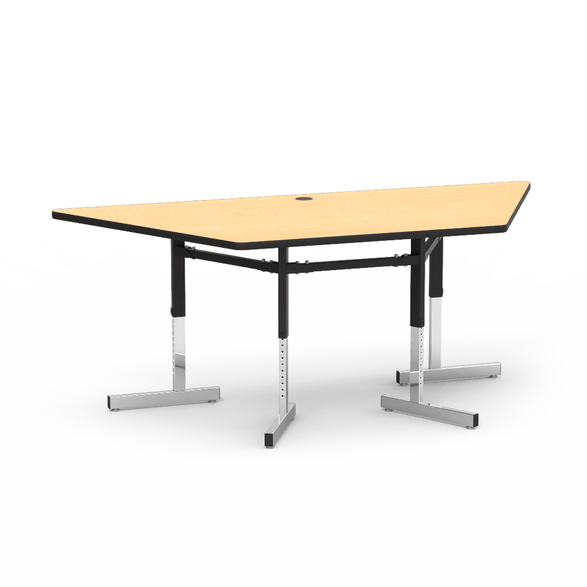 Virco 87TRAP84 - Table, 8700 series, computer table, cantilever legs, 42" x 84" trapezoid, 1-1/8" high pressure laminate particlebo ard top with backing sheet. - SchoolOutlet