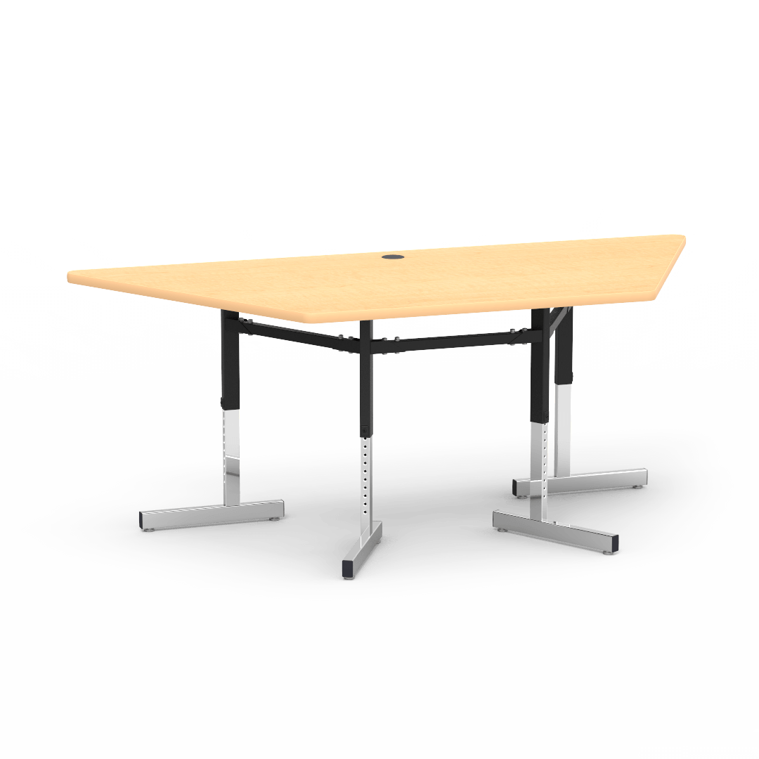 Virco 87TRAP84 - Table, 8700 series, computer table, cantilever legs, 42" x 84" trapezoid, 1-1/8" high pressure laminate particlebo ard top with backing sheet. - SchoolOutlet