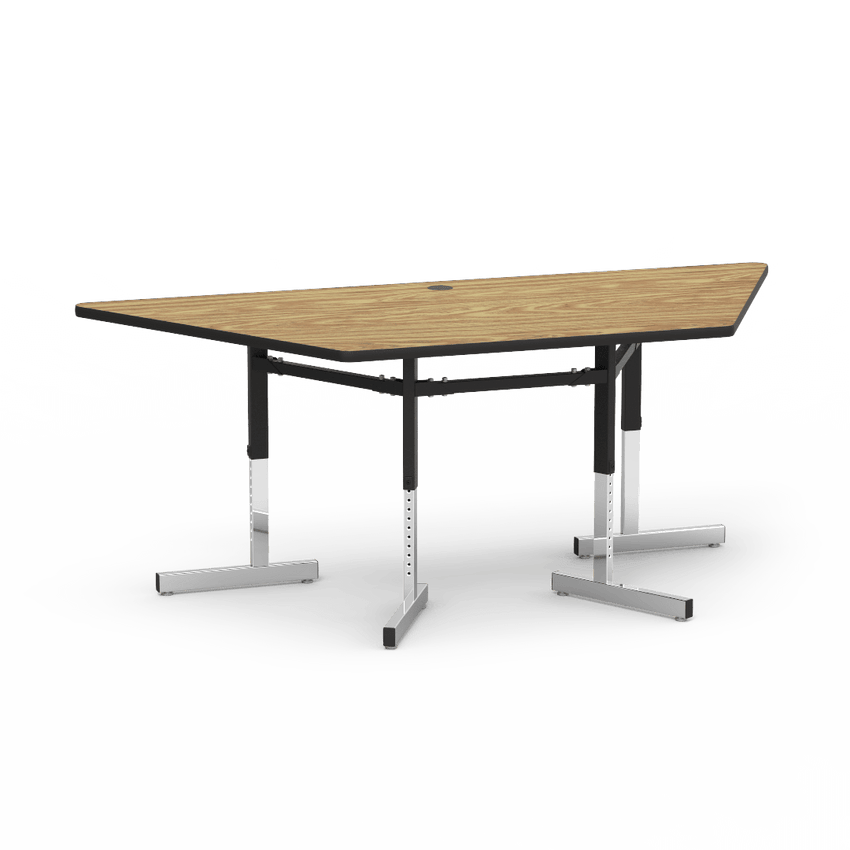 Virco 87TRAP84 - Table, 8700 series, computer table, cantilever legs, 42" x 84" trapezoid, 1-1/8" high pressure laminate particlebo ard top with backing sheet. - SchoolOutlet