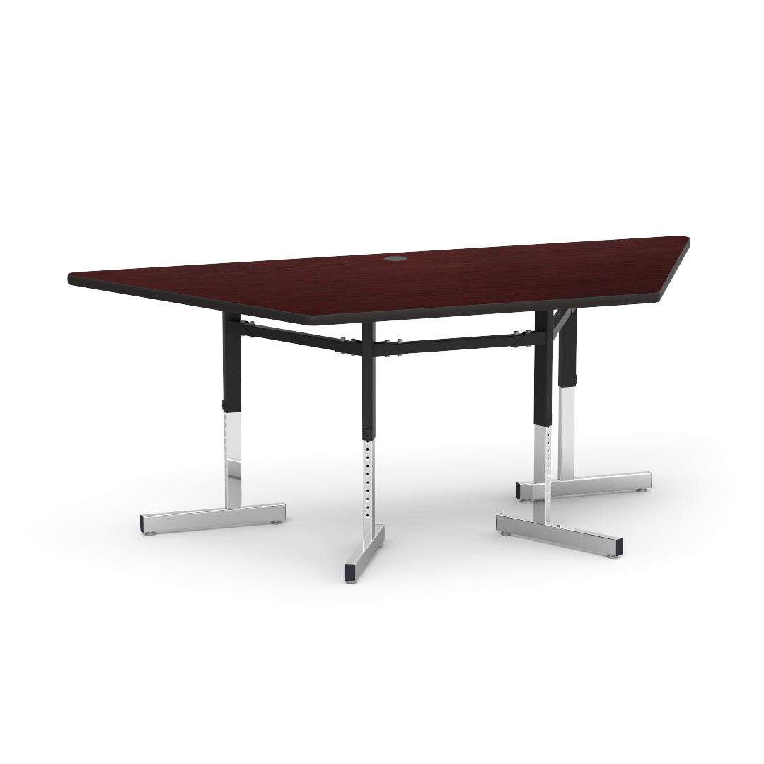 Virco 87TRAP84 - Table, 8700 series, computer table, cantilever legs, 42" x 84" trapezoid, 1-1/8" high pressure laminate particlebo ard top with backing sheet. - SchoolOutlet