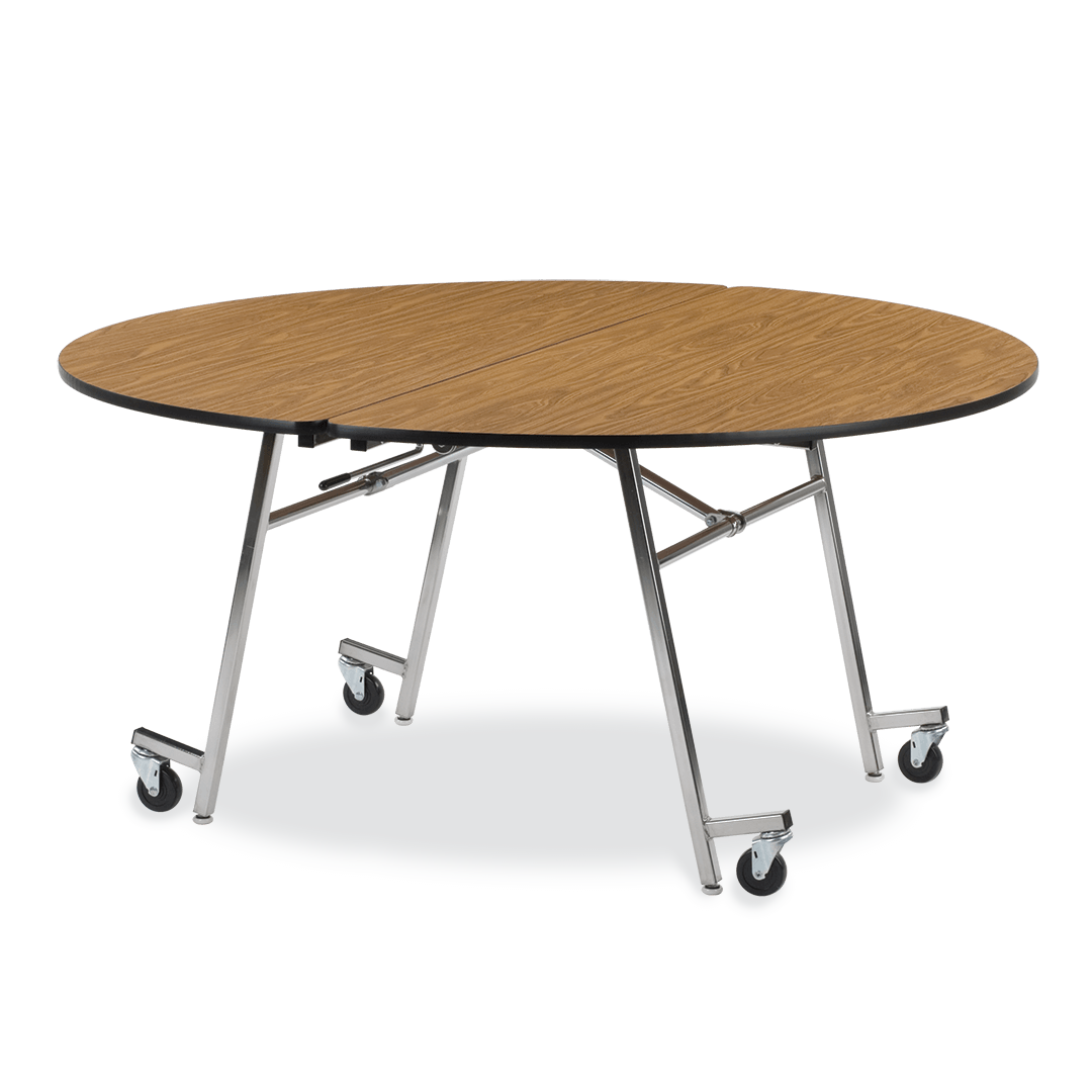 Virco MT60R - Round Mobile Folding Cafeteria Table - T-mold Edge - 60" Diameter x 29" Table Height - SchoolOutlet