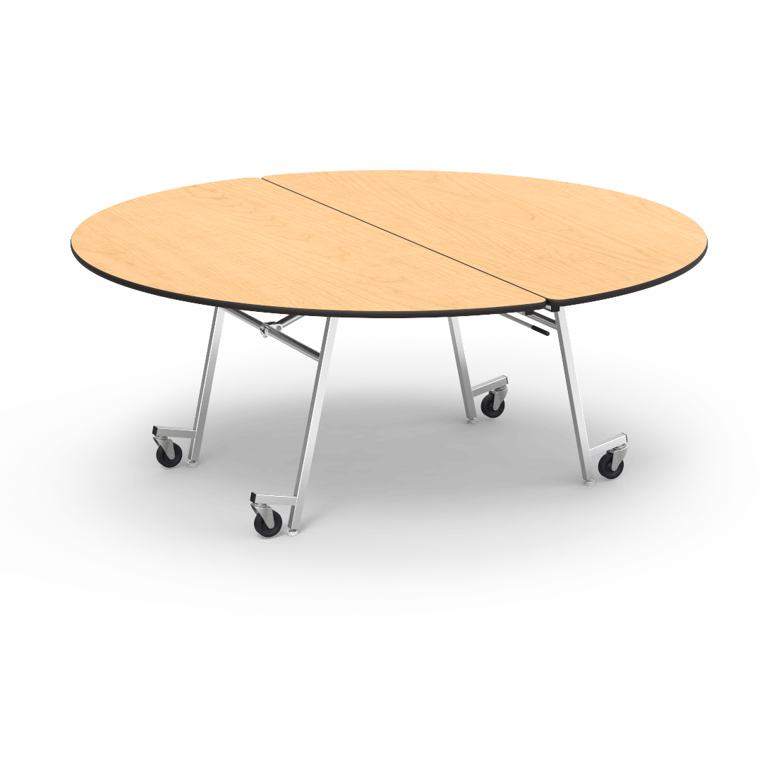 Virco MT72R - Round Mobile Folding Cafeteria Table - T-mold Edge - 72" Dia (Virco MT72R) - SchoolOutlet