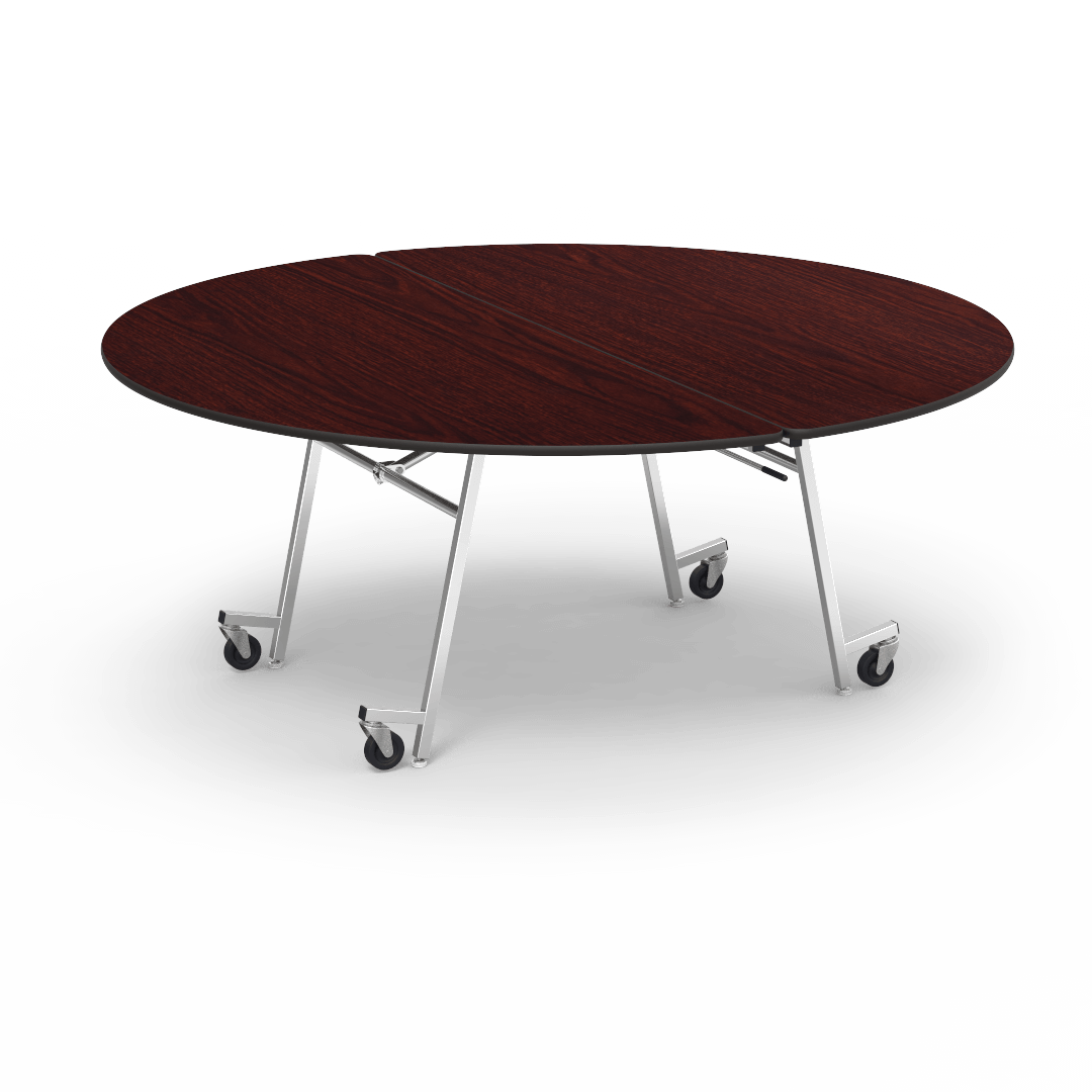 Virco MT72R - Round Mobile Folding Cafeteria Table - T-mold Edge - 72" Dia (Virco MT72R) - SchoolOutlet