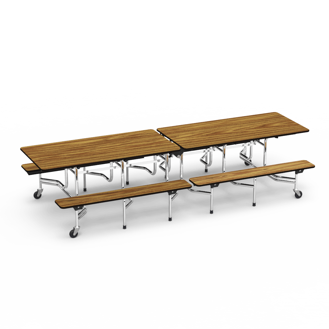 Virco MTB152710 - Mobile Bench Cafeteria Table 15"H x 10'L Bench T-mold Edge, 27"H x30"W x 10'L (Virco MTB152710) - SchoolOutlet