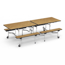 Virco MTB15278 - Mobile Bench Cafeteria Table 27"H x30"W x 8'L with T-mold Edge and 15"H x 8'L Bench that seats up to 8