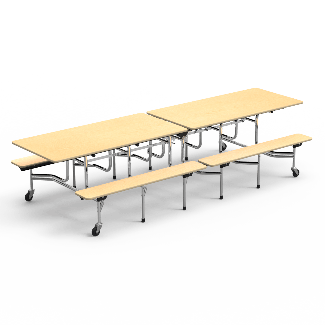 Virco MTB172910 - Mobile Bench Cafeteria Table - T-mold Edge - 17"H x 10'L Bench, 29"H x30"W x 120"L (Virco MTB172910) - SchoolOutlet