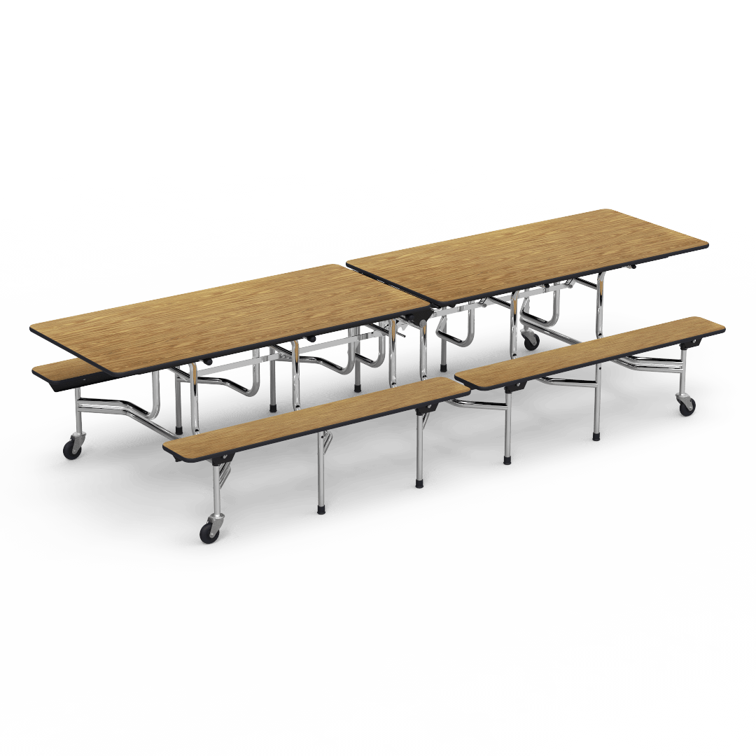 Virco MTB172910 - Mobile Bench Cafeteria Table - T-mold Edge - 17"H x 10'L Bench, 29"H x30"W x 120"L (Virco MTB172910) - SchoolOutlet