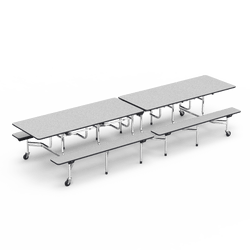Virco MTB172912AEB - Mobile Bench Cafeteria Table 30"W x 144"L x 29"H - Sure Edge - 17"H x 12'L Bench Seating