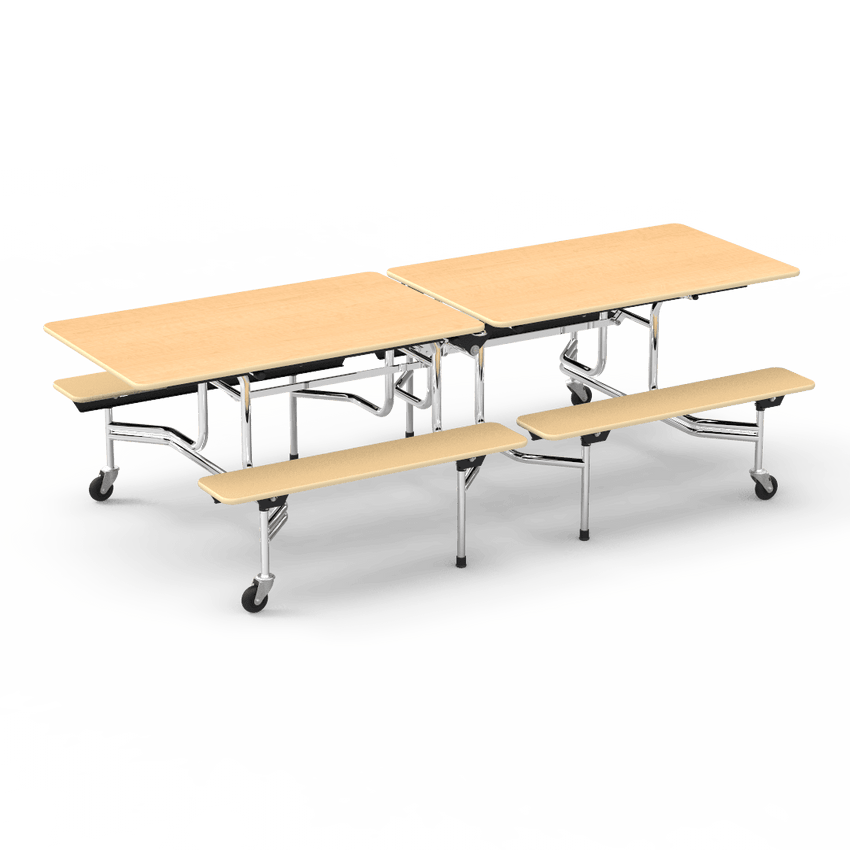 Virco MTB17298 - Mobile Bench Cafeteria Table - T-mold Edge - 17"H x 8'L Bench, 29"H x30"W x 96"L (Virco MTB17298) - SchoolOutlet