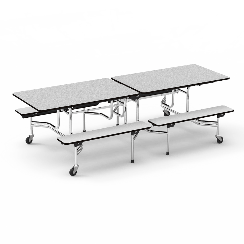 Virco MTB17298AEB - Mobile Bench Cafeteria Table - Sure Edge - 17"H x 8'L Bench, 29"H x 30"W x 96"L (Virco MTB17298AEB) - SchoolOutlet