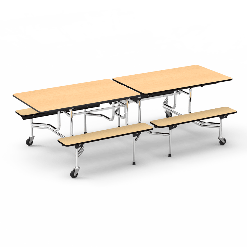 Virco MTB17298AEB - Mobile Bench Cafeteria Table - Sure Edge - 17"H x 8'L Bench, 29"H x 30"W x 96"L (Virco MTB17298AEB) - SchoolOutlet