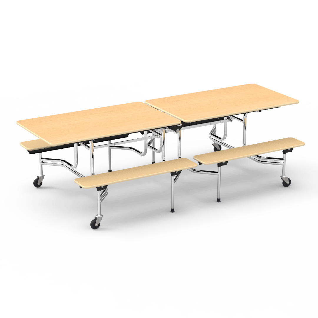 Virco MTB17298AEB - Mobile Bench Cafeteria Table - Sure Edge - 17"H x 8'L Bench, 29"H x 30"W x 96"L (Virco MTB17298AEB) - SchoolOutlet