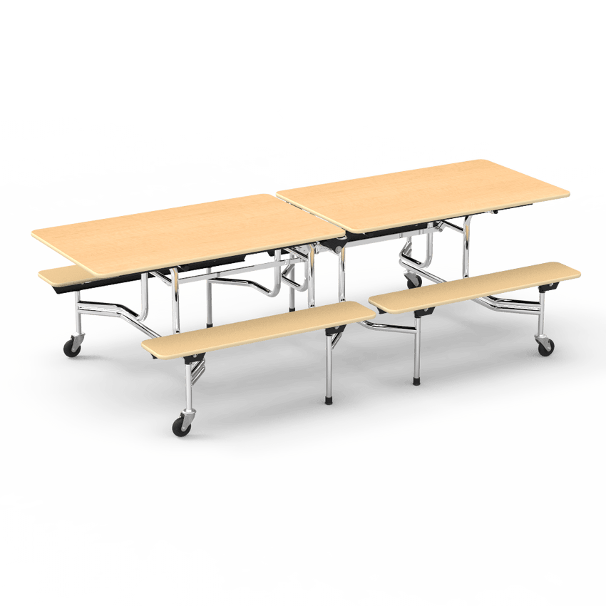 Virco MTB17298AEB - Mobile Bench Cafeteria Table - Sure Edge - 17"H x 8'L Bench, 29"H x 30"W x 96"L (Virco MTB17298AEB) - SchoolOutlet